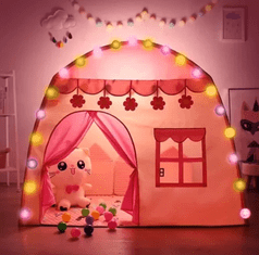 Ljubki dom Otroški šotor z lučkami FAIRY HOUSE roza