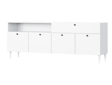 Ljubki dom Komoda z omaricami in predalom DULLUM 200x75cm, bela