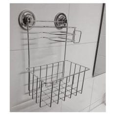 Ljubki dom Polica za kopalnico z držalom za sušilec WALLPO 33x24,5 cm, srebrna