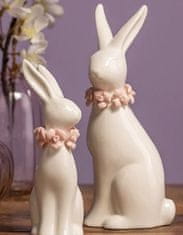 Ljubki dom Keramični zajček ROSE BUNNY 18 cm beli