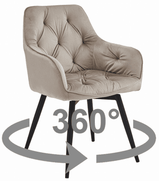 Ljubki dom Vrtljivi jedilni stol JORK360 VELVET, bež