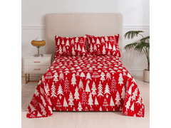 Ljubki dom Rjuha in prevleka za vzglavnik CHRISTMAS TREES, rdeča Dimenzije: 2 ks 50 x 70 cm | 200 x 240 cm