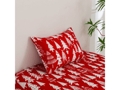 Ljubki dom Rjuha in prevleka za vzglavnik CHRISTMAS TREES, rdeča Dimenzije: 2 ks 50 x 70 cm | 200 x 240 cm
