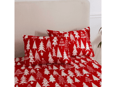 Ljubki dom Rjuha in prevleka za vzglavnik CHRISTMAS TREES, rdeča Dimenzije: 2 ks 50 x 70 cm | 200 x 240 cm