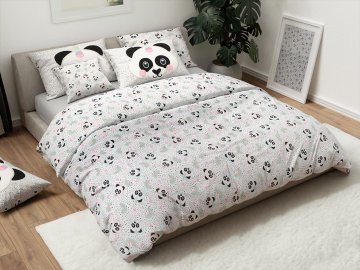 Ljubki dom Otroška bombažna posteljnina PANDA UNICORN bela Dimenzije posteljnine: 60 x 70 cm | 140 x 200 cm