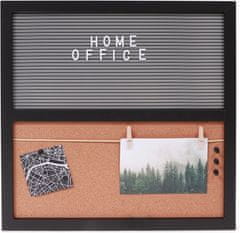 Ljubki dom Tabla HOME OFFICE iz plute s črkami 40x40 cm, črna