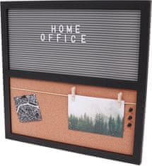 Ljubki dom Tabla HOME OFFICE iz plute s črkami 40x40 cm, črna
