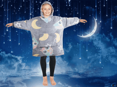 Ljubki dom Otroška svetleča odeja z rokavi in kapuco SHINING OWL siva