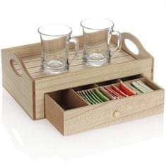 Ljubki dom Pladenj za serviranje s predalom za čaj TEABOX 30x20 cm