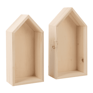 Ljubki dom Set 2 kosov lesenih polic v obliki hišice LITTLE HOUSES
