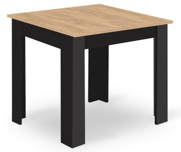 Ljubki dom Jedilna miza MADO črna s ploščo v hrastovem dekorju 80 x 80 cm