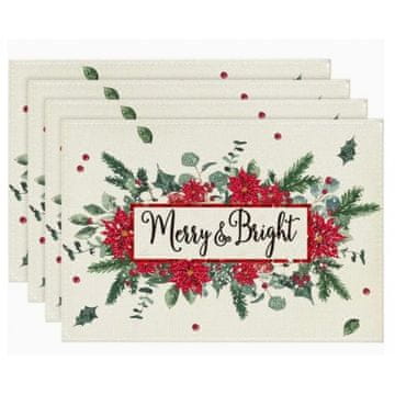 Ljubki dom Božična namizna podloga MERRY & BRIGHT 30x45 cm, smetanasta