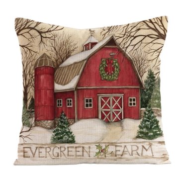 Ljubki dom Božična prevleka za blazino EVERGREEN FARM 45x45 cm, barvna