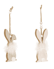 Ljubki dom Viseči leseni zajček FLUFFY BUNNY 12 cm - več variant