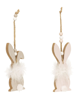 Ljubki dom Viseči leseni zajček FLUFFY BUNNY 12 cm - več variant