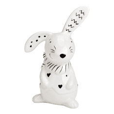 Ljubki dom Keramični zajček BUNNY FRONT 12 cm beli