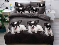 Ljubki dom 3D posteljnina iz mikrovlaken PUPPY PLAY temno siva Dimenzije posteljnine: 70 x 80 cm | 140 x 200 cm