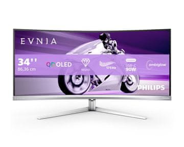 Philips Evnia 34M2C8600 34" QD OLED 175Hz Ambiglow ukrivljen Gaming monitor