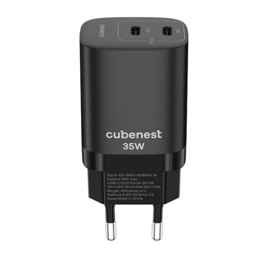 CubeNest Adapter PD GaN 35W S2D1 - črn