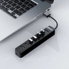 Orico TWU32-4A HUB adapter USB 3.1 - USB 3.1 / 3x USB 2.0 / USB-C, črna