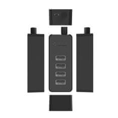 Orico W5P-U2-100 HUB adapter USB - 4x USB 2.0 / micro USB, črna