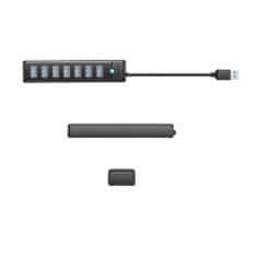 Orico PW7U-U3 HUB adapter USB - 7x USB 3.0 / USB-C 3A, črna