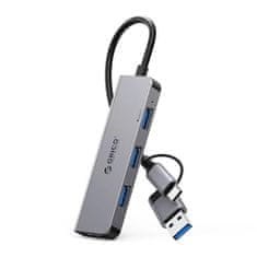 Orico YSA5-U3 HUB adapter USB / USB-C - 3x USB 2.0 / USB 3.0. siva