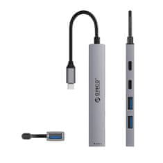 Orico YSB4-U2 HUB adapter USB / USB-C - 2x USB2.0 / USB 3.0 / USB-C 2.0 / 1x USB-C, siva