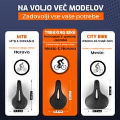 ANFIL Kolesarski Sedež z Blazino – Ergonomski Gel Sedež za Moške in Ženske – Udoben, Mehak, Blaži Udarce & Dihajoč – Za MTB, Cestna, Mesta & Vadbena Kolesa – Vodoodporna Memory Foam Oblika, MTB/Treking