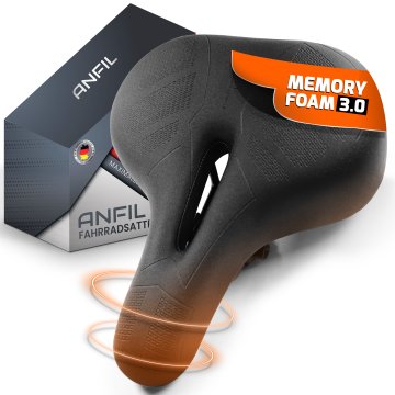 ANFIL Kolesarski Sedež z Blazino – Ergonomski Gel Sedež za Moške in Ženske – Udoben, Mehak, Blaži Udarce & Dihajoč – Za MTB, Cestna, Mesta & Vadbena Kolesa – Vodoodporna Memory Foam Oblika