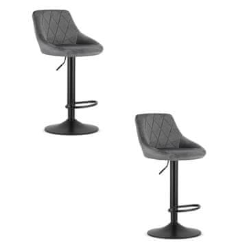 shumee Kast stolček - žametno sivo / črno podnožje x 2