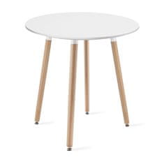 shumee KAMI Okrogla miza 60 cm - bela / naravne noge