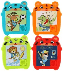 Teddies Gibljiva sestavljanka žival iz plastike 9x10cm 4 barve na kartici