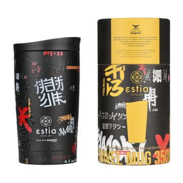 ESTIA HOME ART Tokyo Underground izolirana potovalna steklenica z nastavkom za pitje, 350ml, črna