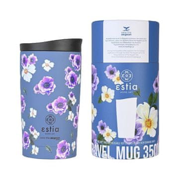 ESTIA HOME ART Garden Blue izolirana potovalna steklenica, 350ml, modra