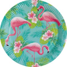 Amscan Papirnati krožniki Flamingo premera 22,8 cm, 8 kosov