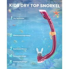 Outdoor master Otroški Komplet za Snorklanje: Maska, Dihalka in Plavuti, roza, 27-31