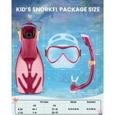 Outdoor master Otroški Komplet za Snorklanje: Maska, Dihalka in Plavuti, roza, 27-31