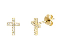 Preciosa Pozlačeni uhani Cross Miracle Royal Lagoon 5449Y00
