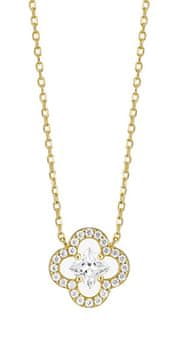 Preciosa Ogrlica Lucky Leaf Royal Lagoon s pozlačenim kubičnim cirkonijem 5438Y00