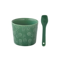 Easy Life Skledica za sladoled + žlička Tropicana 8,5cm / motiv palme / porcelan
