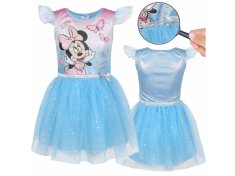 Disney DISNEY Minnie Mouse Modra obleka iz tila s kratkimi rokavi, dekliška obleka 128cm