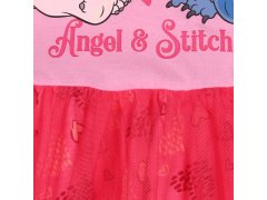 Disney DISNEY Stitch Roza obleka iz tila s kratkimi rokavi, dekliška obleka 92cm