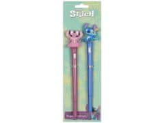 Disney DISNEY Stitch 2x SVETLEČE gelsko pero, modro črnilo, šolsko, KOMPLET peresa s figuro 