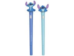 Disney DISNEY Stitch 2x SVETLEČE gelsko pero, modro črnilo, šolsko, KOMPLET peresa s figuro 