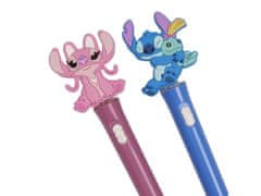 Disney DISNEY Stitch 2x SVETLEČE gelsko pero, modro črnilo, šolsko, KOMPLET peresa s figuro 