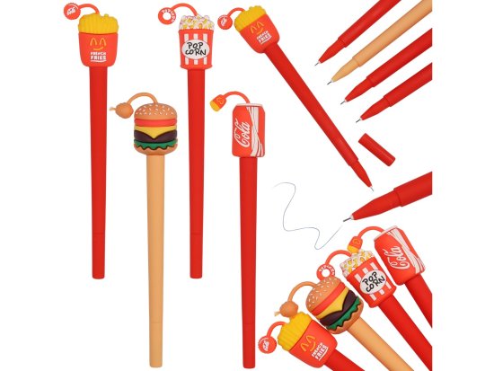 sarcia.eu Fast-food GEL PISALO s figuro, modro črnilo, šolski hamburger s popcornom in krompirčkom