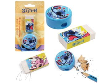 Disney DISNEY Stitch KOMPLET šolskih potrebščin: šilček za svinčnike, šilček za barvice + radirka