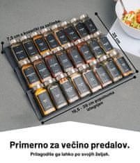 Deco Haus Železni organizator za predal s kozarčki za začimbe - 3-stopenjski organizator za predal s 24 kozarčki za začimbe, 280 etiketami za začimbe, krtačko in lijakom