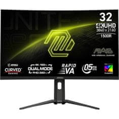 MSI Zaslon MAG 321CUPDF / 31.5" / UHD / VA / 160Hz / 0.5ms (GtG) / črn - nastavljiv po višini - PD 15W